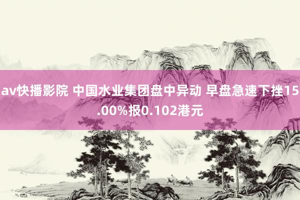 av快播影院 中国水业集团盘中异动 早盘急速下挫15.00%报0.102港元