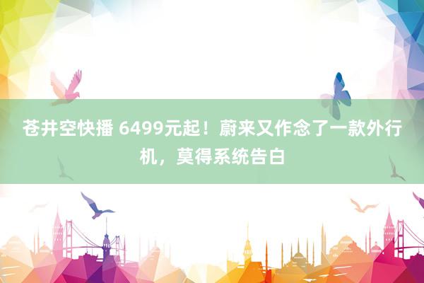 苍井空快播 6499元起！蔚来又作念了一款外行机，莫得系统告白