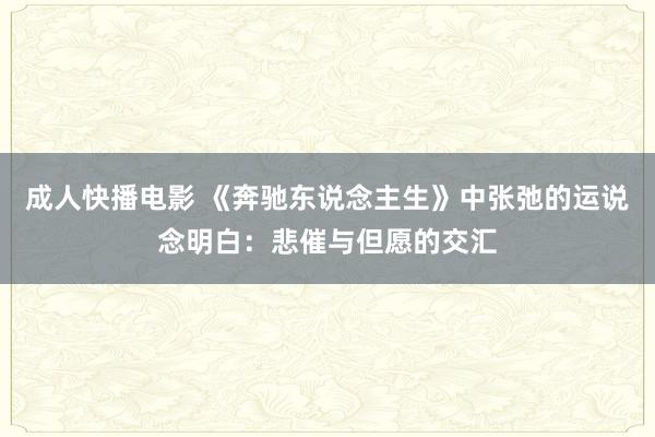 成人快播电影 《奔驰东说念主生》中张弛的运说念明白：悲催与但愿的交汇