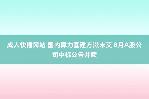 成人快播网站 国内算力基建方滋未艾 8月A股公司中标公告井喷