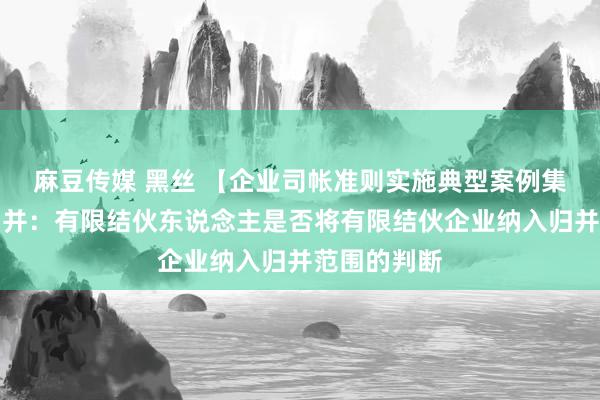 麻豆传媒 黑丝 【企业司帐准则实施典型案例集】之企业归并：有限结伙东说念主是否将有限结伙企业纳入归并范围的判断